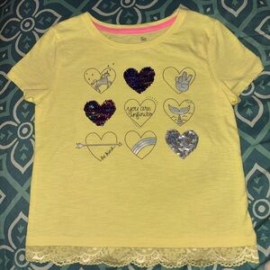 SO Yellow Flip Sequin Short Sleeve Shirt Size 8 Girl